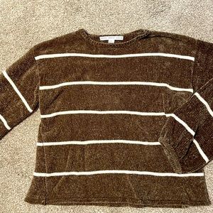 Olive striped chenille sweater